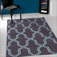 Neo Lattice Design Trellis Contemporary Rug Smoke - Rugs Of Beauty