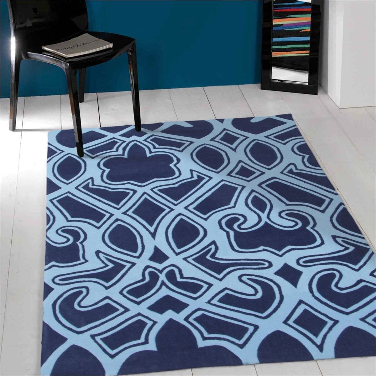 Gothic Tribal Design Rug Navy - Rugs Of Beauty