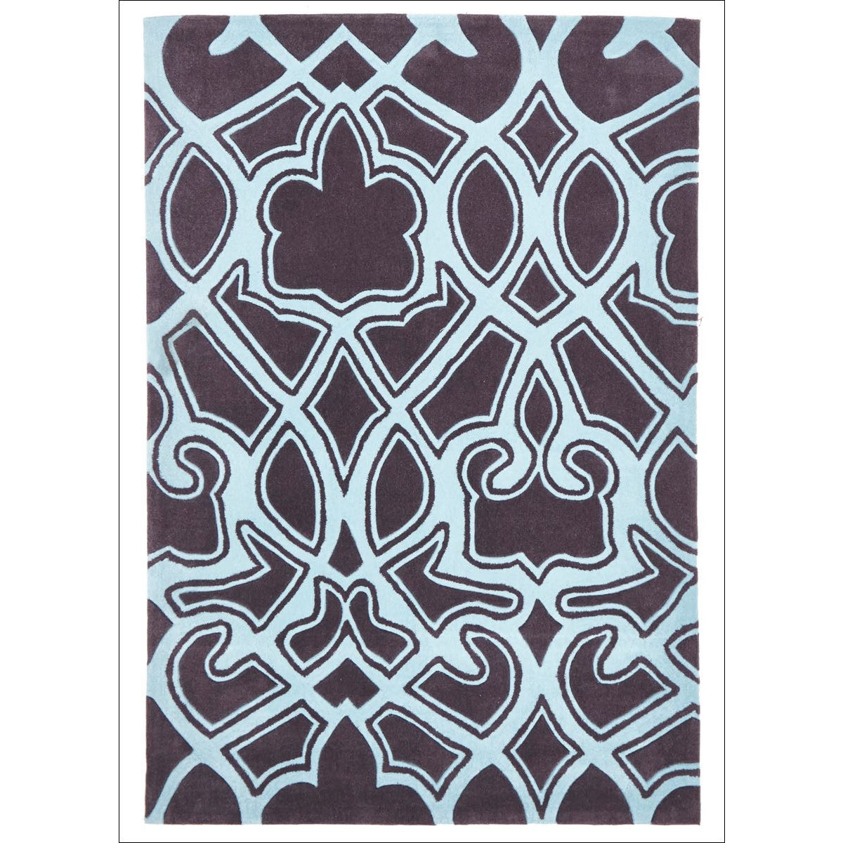 Gothic Tribal Design Rug Smoke Grey and Blue - Rugs Of Beauty