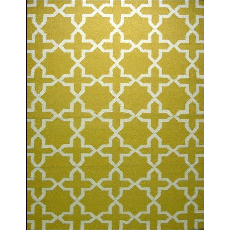 Handwoven Woollen Durrie Rug - Sweden 2003 - Yellow - Rugs Of Beauty