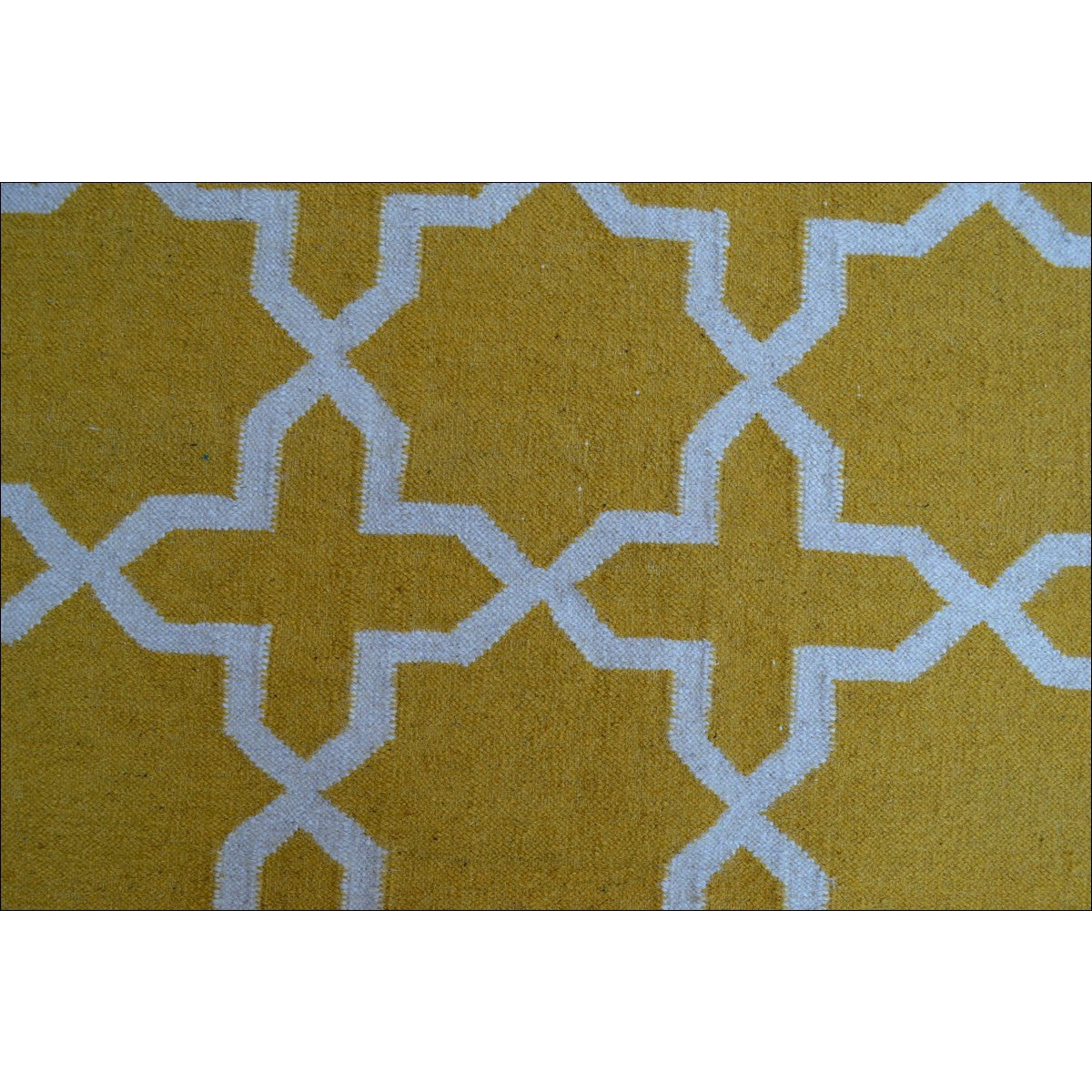Handwoven Woollen Durrie Rug - Sweden 2003 - Yellow - Rugs Of Beauty