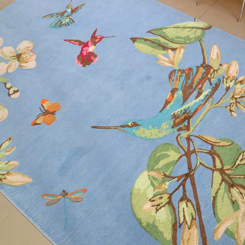 Wedgwood Hummingbird Blue 37808 Wool Viscose Designer Rug - Rugs Of Beauty - 5