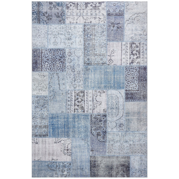 Sochi 251 Denim Blue Patchwork Transitional Rug - Rugs Of Beauty - 1
