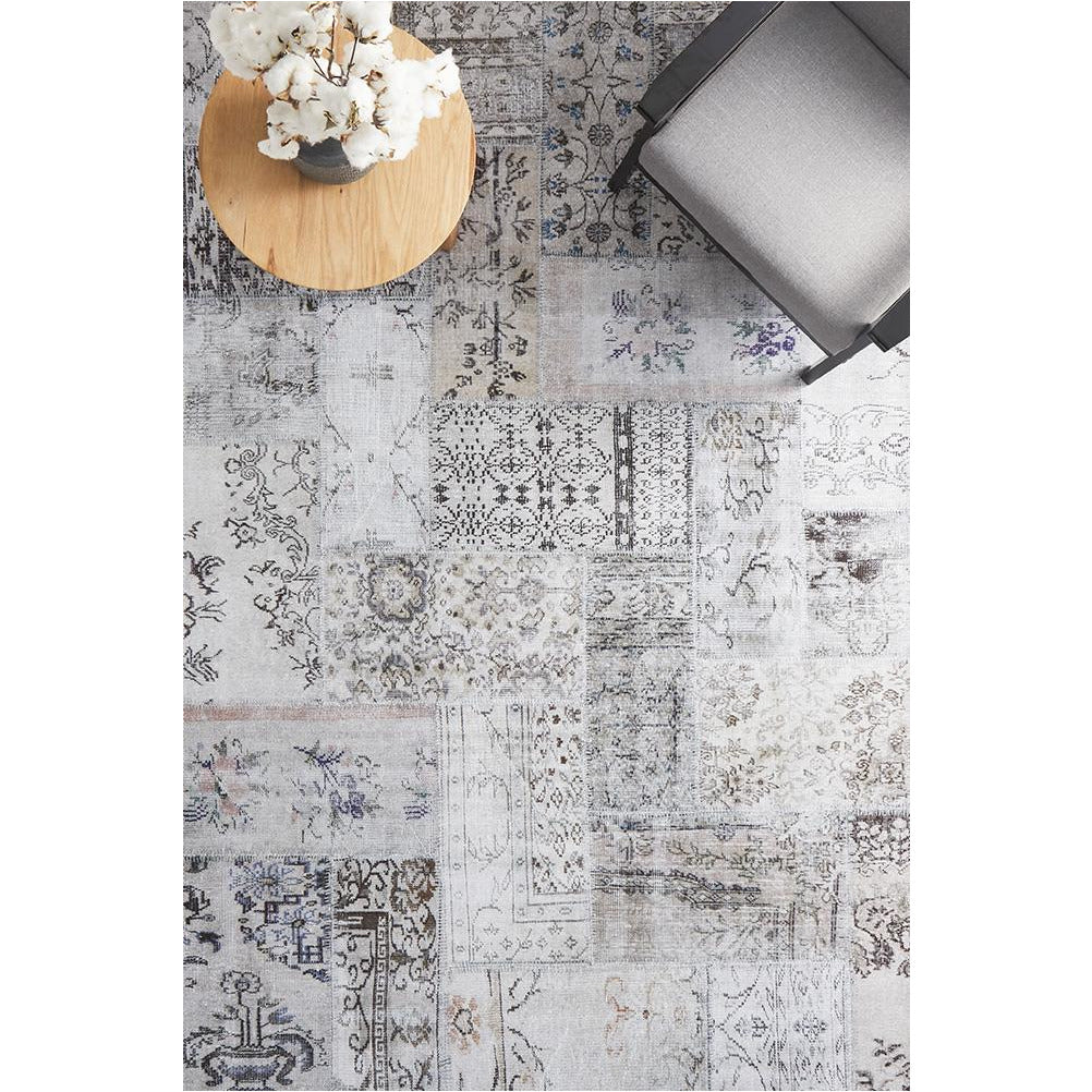 Sochi 259 Floral Patchwork Neutral Grey Transitional Rug - Rugs Of Beauty - 2