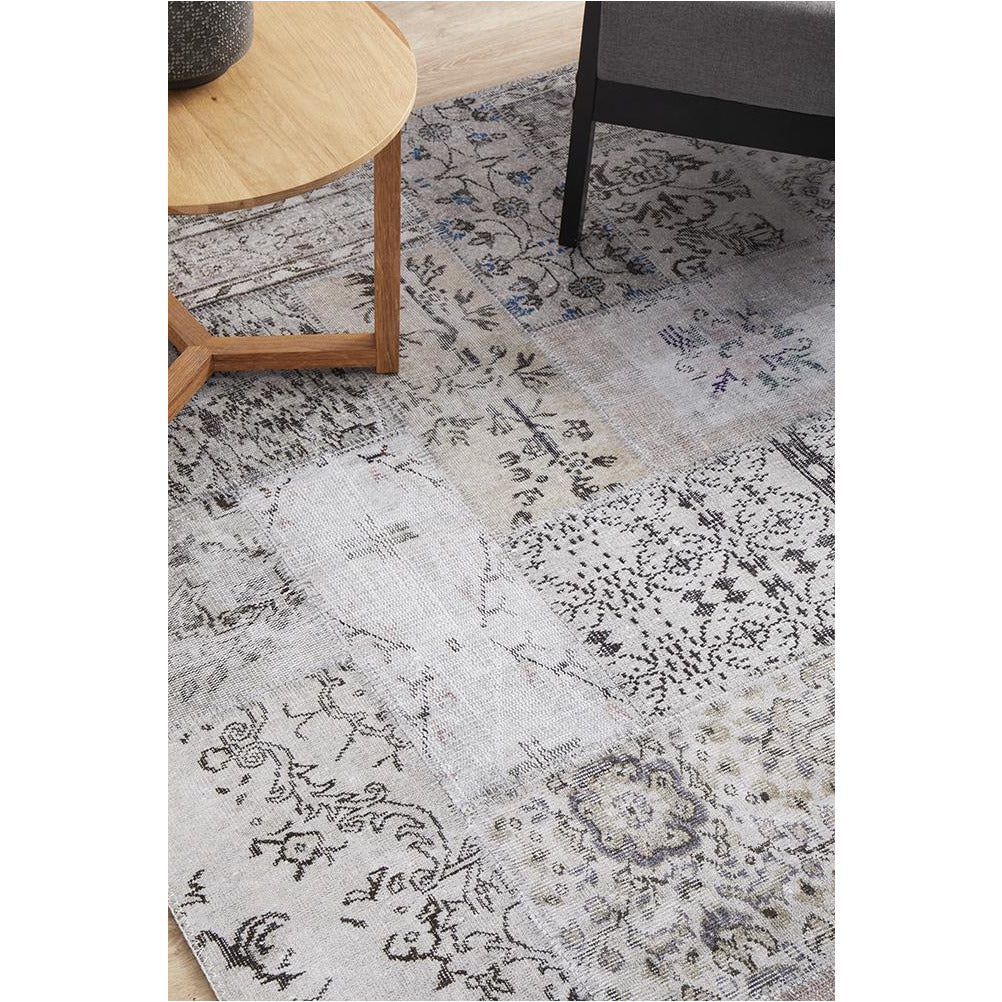 Sochi 259 Floral Patchwork Neutral Grey Transitional Rug - Rugs Of Beauty - 3