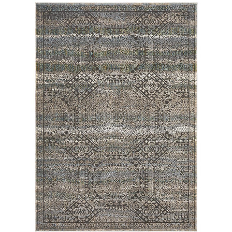 Amunet Blue Multi Coloured Faded Transitional Geometric Patterned Rug - Rugs Of Beauty - 1