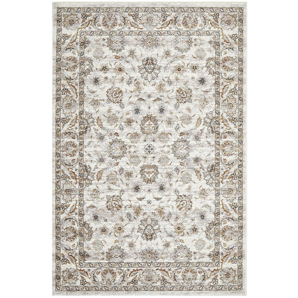 Sumy 126 Ivory Umber Gold Floral Traditional Rug - Rugs Of Beauty - 1