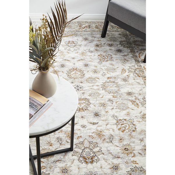 Sumy 126 Ivory Umber Gold Floral Traditional Rug - Rugs Of Beauty - 4
