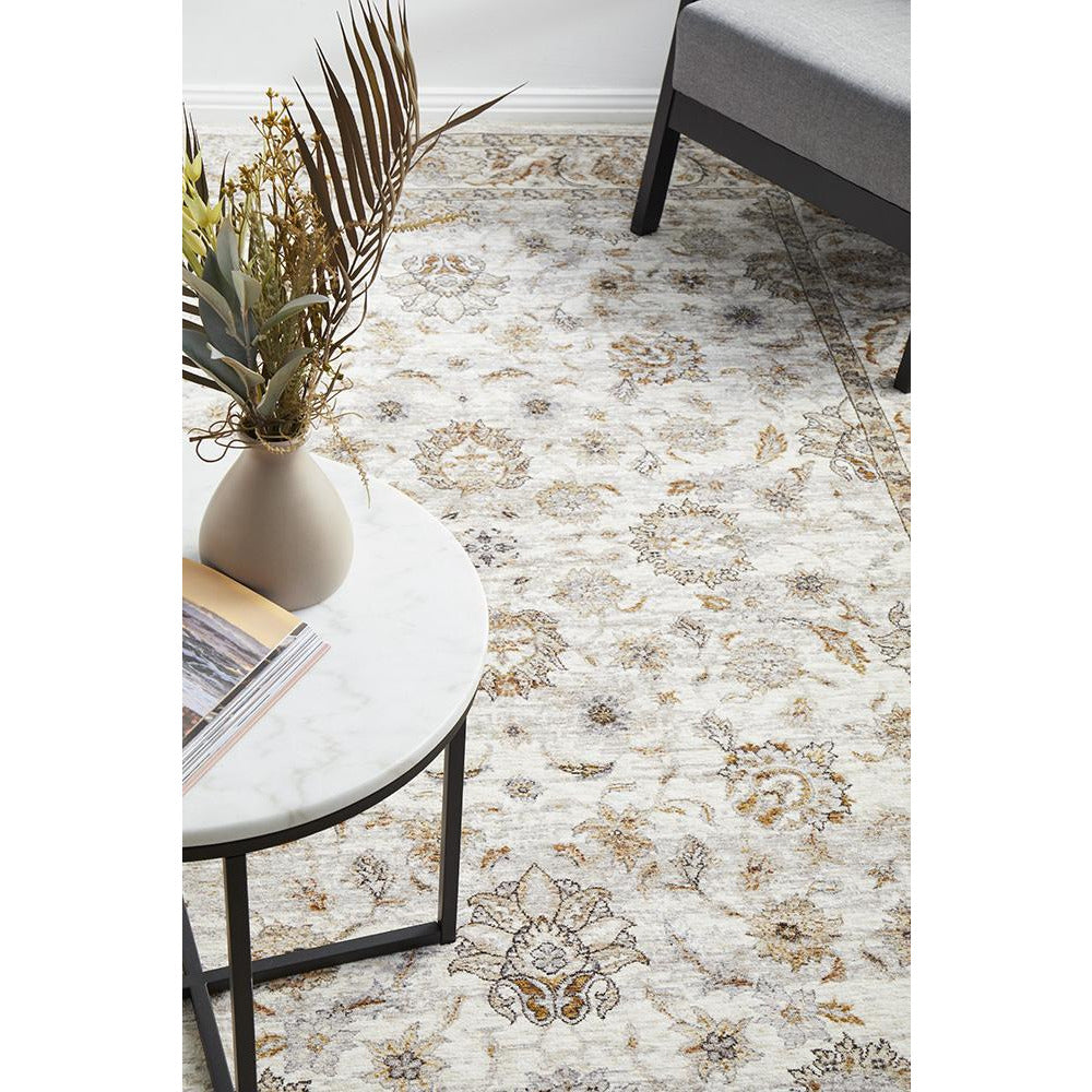 Sumy 126 Ivory Umber Gold Floral Traditional Rug - Rugs Of Beauty - 4