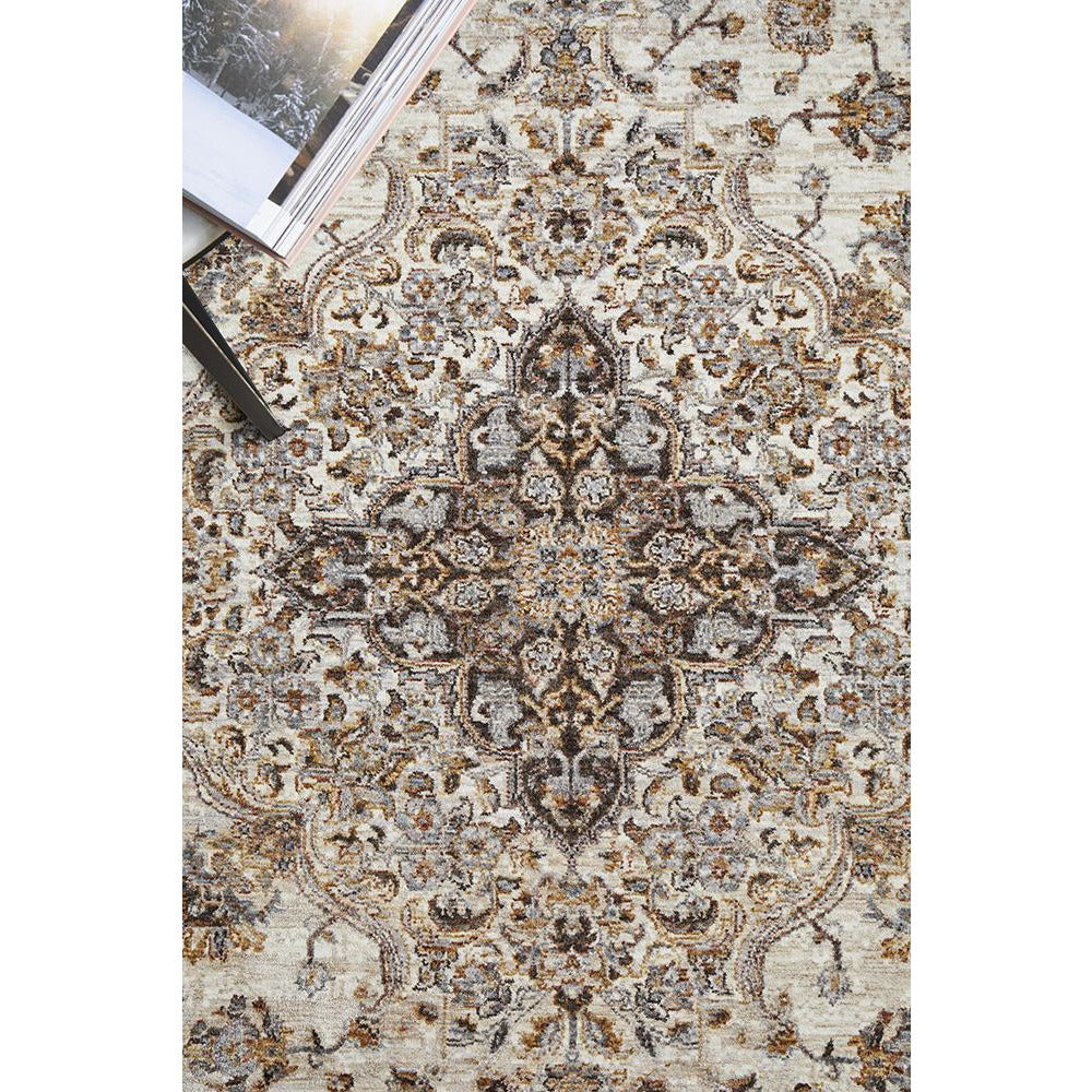 Sumy 128 Silver Ivory Multi Colour Floral Traditional Rug - Rugs Of Beauty - 7