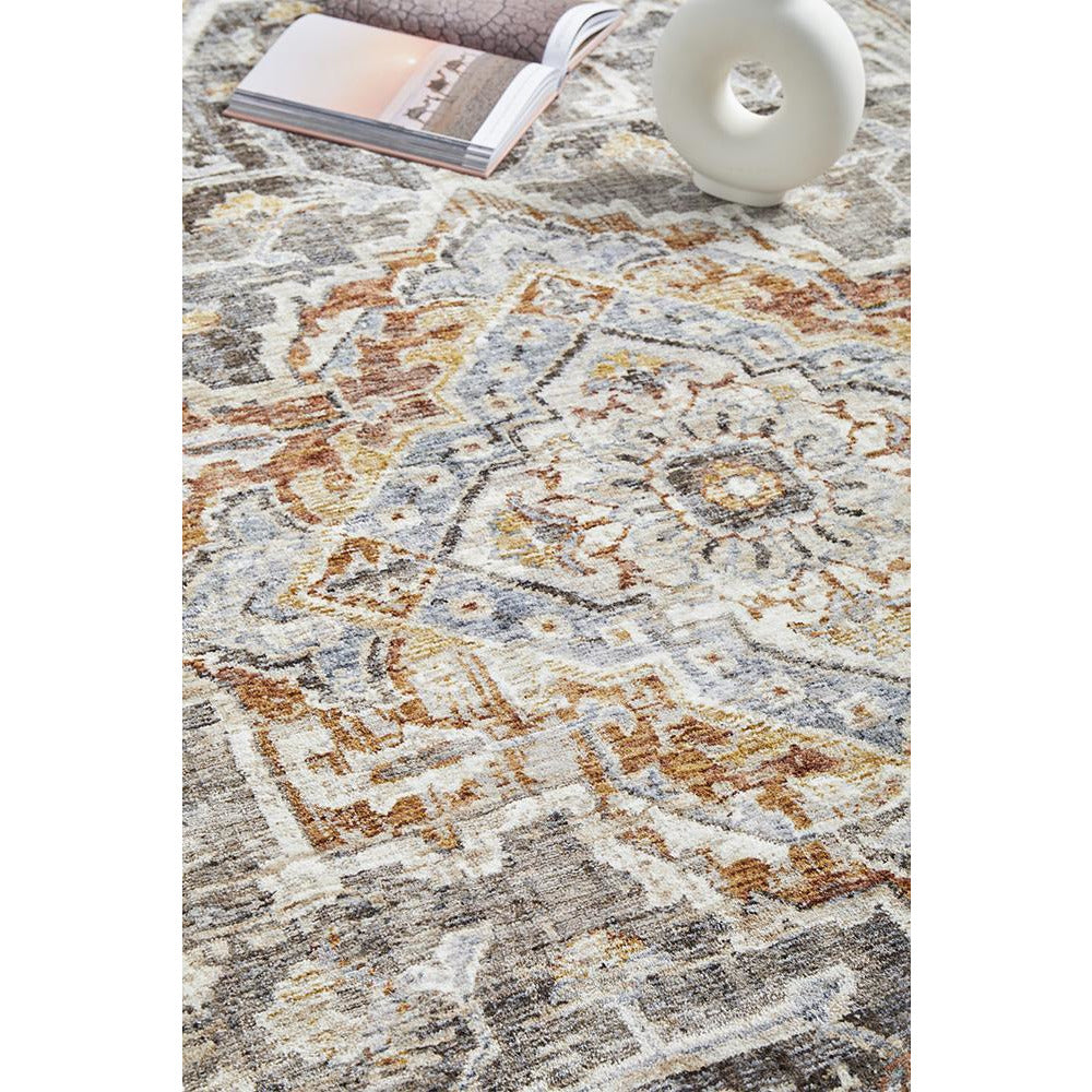 Sumy 130 Grey Blue Terracotta Floral Traditional Rug - Rugs Of Beauty - 8