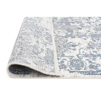 Elizabeth 334 White Blue Grey Abstract Floral Border Patterned Modern Rug - Rugs Of Beauty - 5