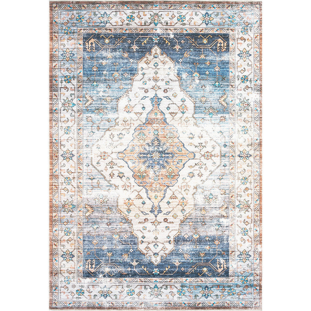 Audin 116 Blue Multi Coloured Bohemian Style Machine Washable Modern Rug - Rugs Of Beauty - 1