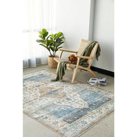 Audin 116 Blue Multi Coloured Bohemian Style Machine Washable Modern Rug - Rugs Of Beauty - 3