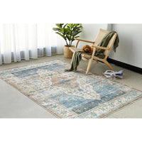 Audin 116 Blue Multi Coloured Bohemian Style Machine Washable Modern Rug - Rugs Of Beauty - 2