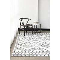 Audin 117 White Black Monochrome Tribal Style Machine Washable Modern Rug - Rugs Of Beauty - 2
