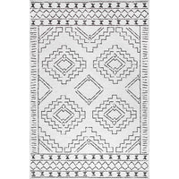 Audin 117 White Black Monochrome Tribal Style Machine Washable Modern Rug - Rugs Of Beauty - 1