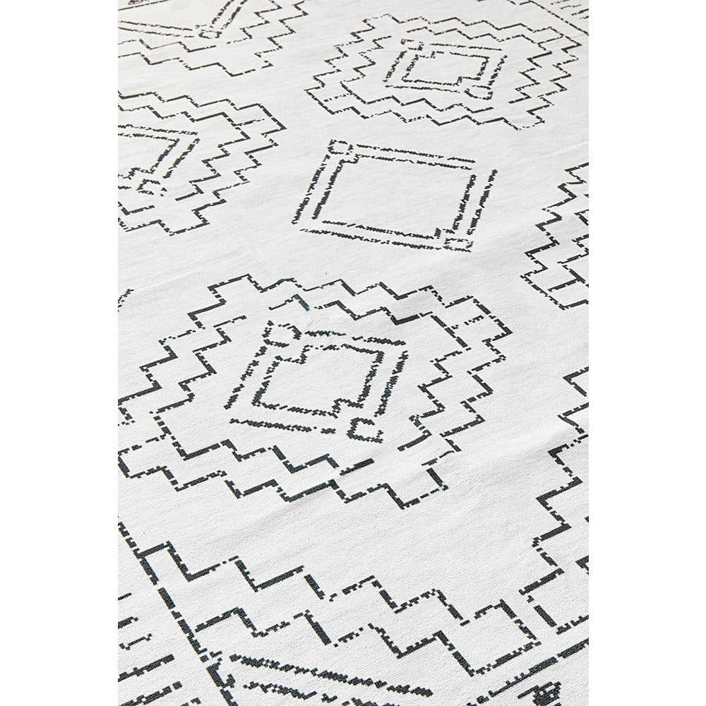 Audin 117 White Black Monochrome Tribal Style Machine Washable Modern Rug - Rugs Of Beauty - 5