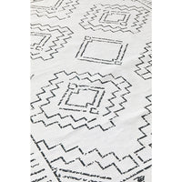 Audin 117 White Black Monochrome Tribal Style Machine Washable Modern Rug - Rugs Of Beauty - 5