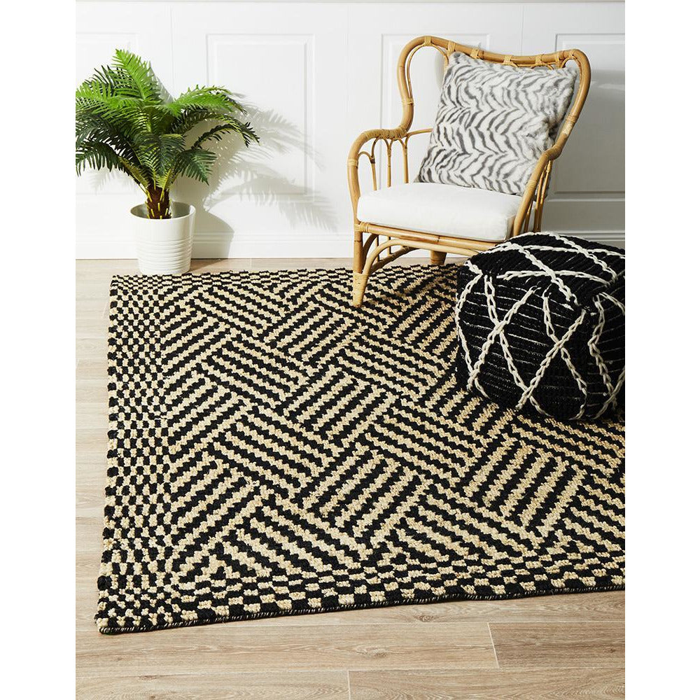 Inta 1326 Black Natural Modern Jute Rug - Rugs Of Beauty - 2