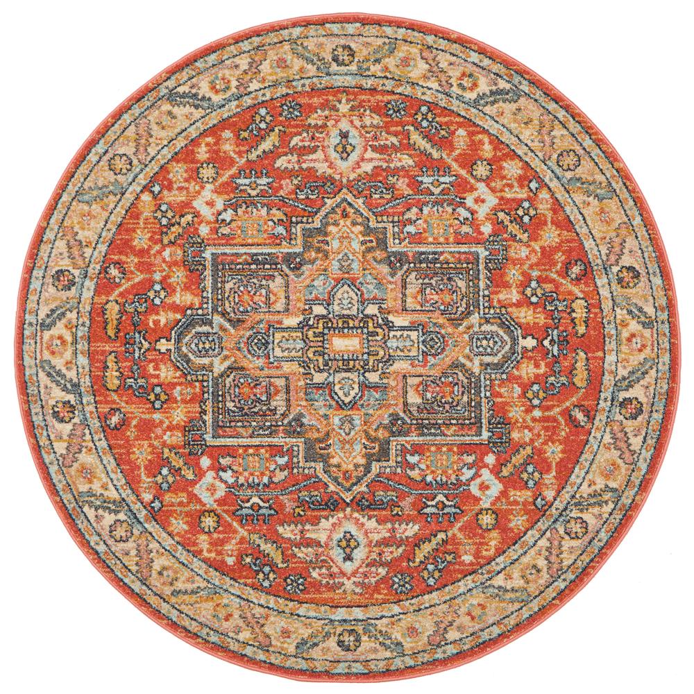 Tivoli 2773 Terracotta Multi Colour Transitional Round Rug - Rugs Of Beauty - 1