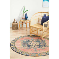 Tivoli 2775 Rose Blue Multi Colour Transitional Round Rug - Rugs Of Beauty - 2