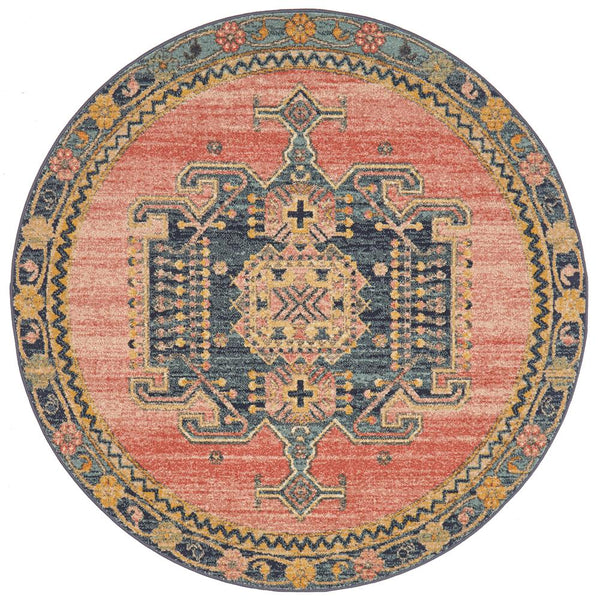 Tivoli 2775 Rose Blue Multi Colour Transitional Round Rug - Rugs Of Beauty - 1