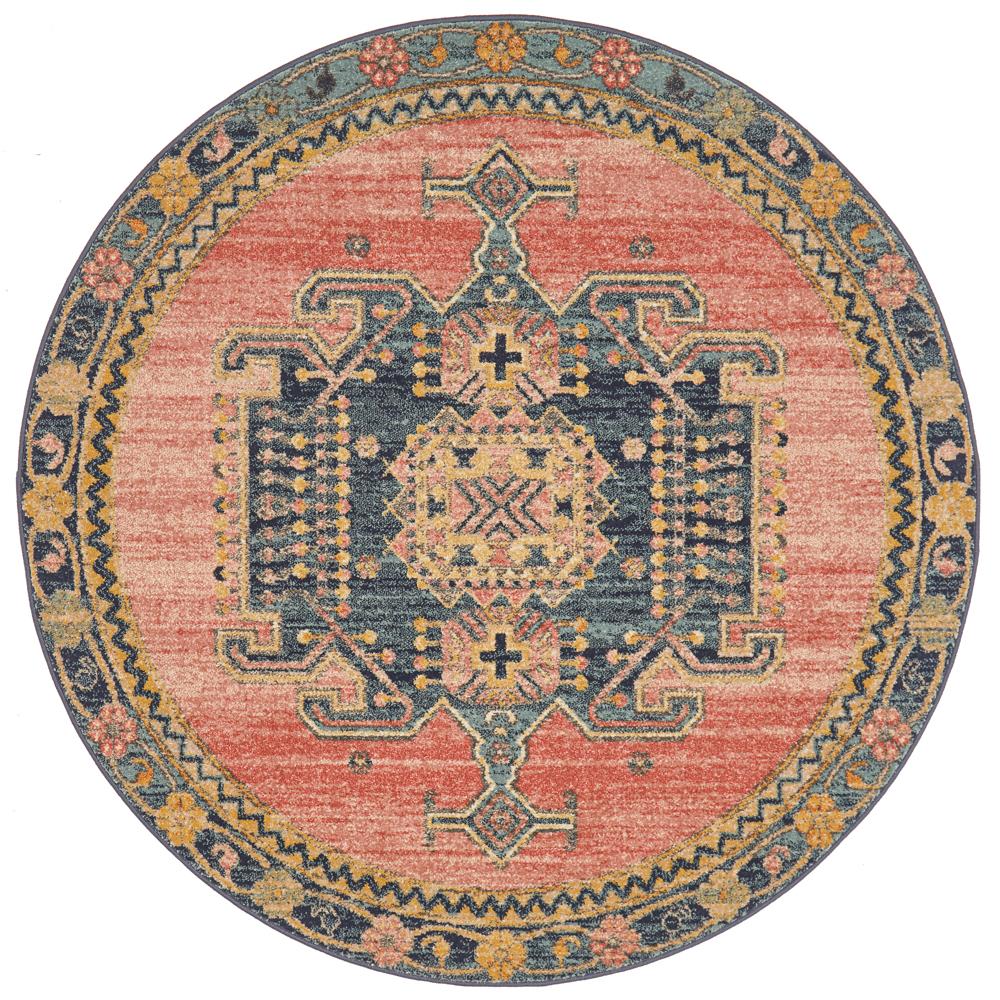 Tivoli 2775 Rose Blue Multi Colour Transitional Round Rug - Rugs Of Beauty - 1