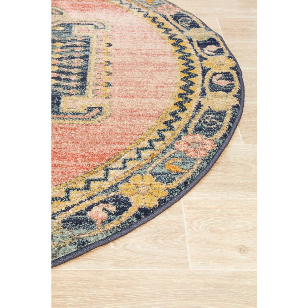 Tivoli 2775 Rose Blue Multi Colour Transitional Round Rug - Rugs Of Beauty - 7