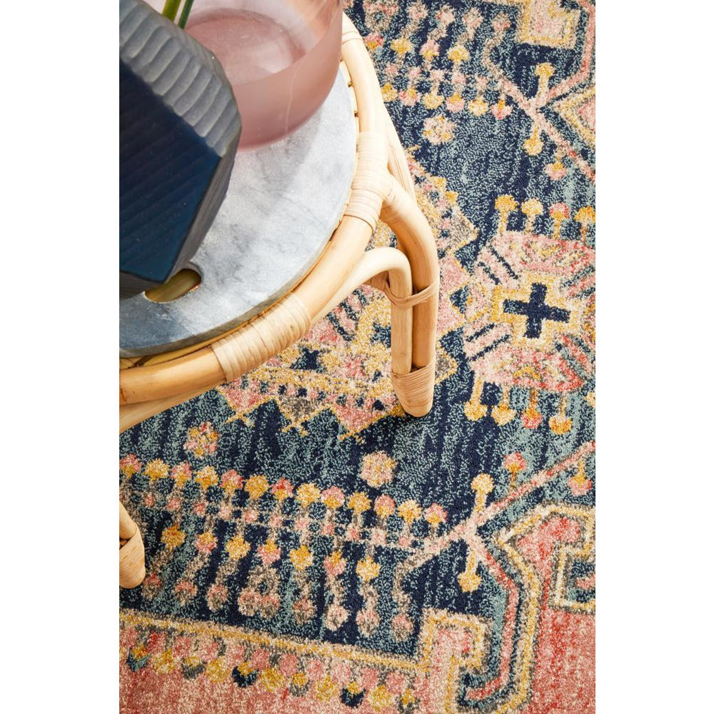 Tivoli 2775 Rose Blue Multi Colour Transitional Round Rug - Rugs Of Beauty - 5