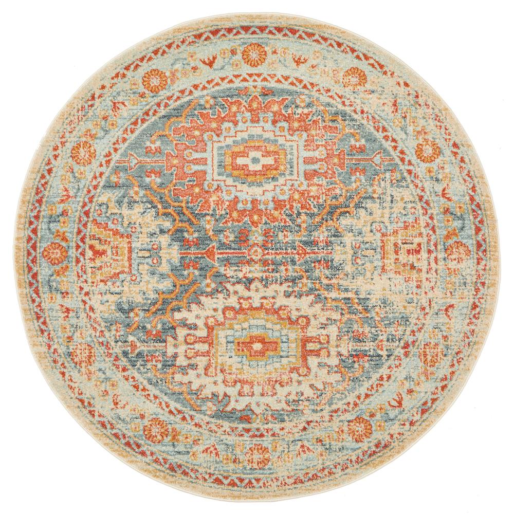 Tivoli 2776 Blue Terracotta Multi Colour Transitional Round Rug - Rugs Of Beauty - 1