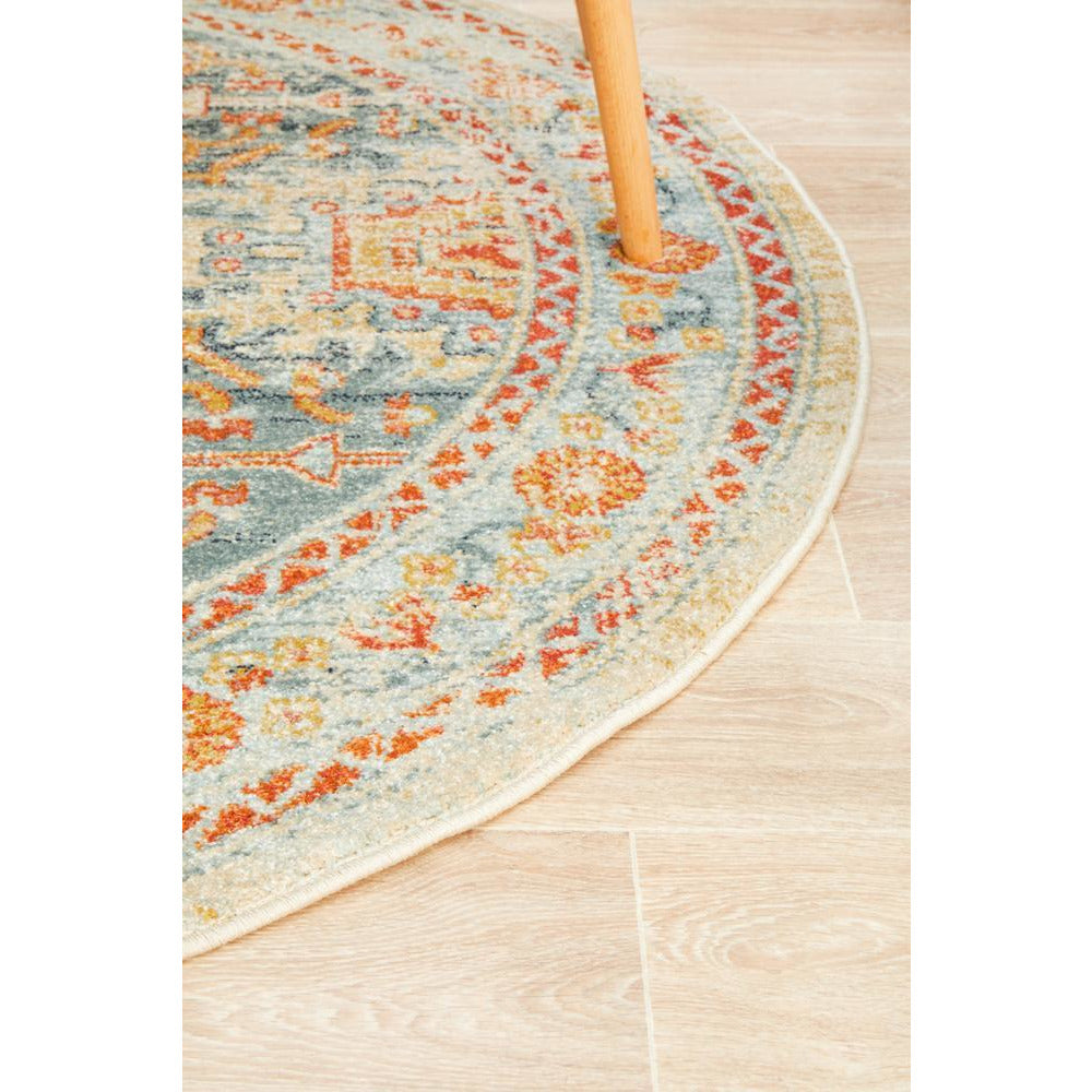 Tivoli 2776 Blue Terracotta Multi Colour Transitional Round Rug - Rugs Of Beauty - 7