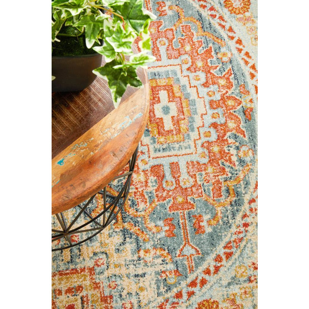 Tivoli 2776 Blue Terracotta Multi Colour Transitional Round Rug - Rugs Of Beauty - 5