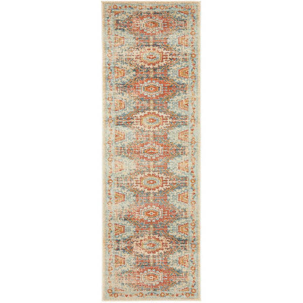 Tivoli 2776 Blue Terracotta Multi Colour Transitional Runner Rug - Rugs Of Beauty - 1
