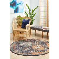 Tivoli 2777 Navy Blue Multi Colour Transitional Round Rug - Rugs Of Beauty - 3