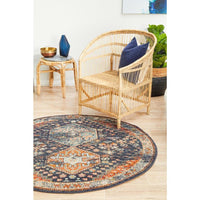 Tivoli 2777 Navy Blue Multi Colour Transitional Round Rug - Rugs Of Beauty - 4