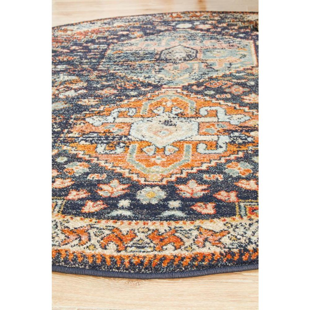 Tivoli 2777 Navy Blue Multi Colour Transitional Round Rug - Rugs Of Beauty - 6