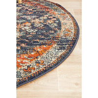 Tivoli 2777 Navy Blue Multi Colour Transitional Round Rug - Rugs Of Beauty - 7