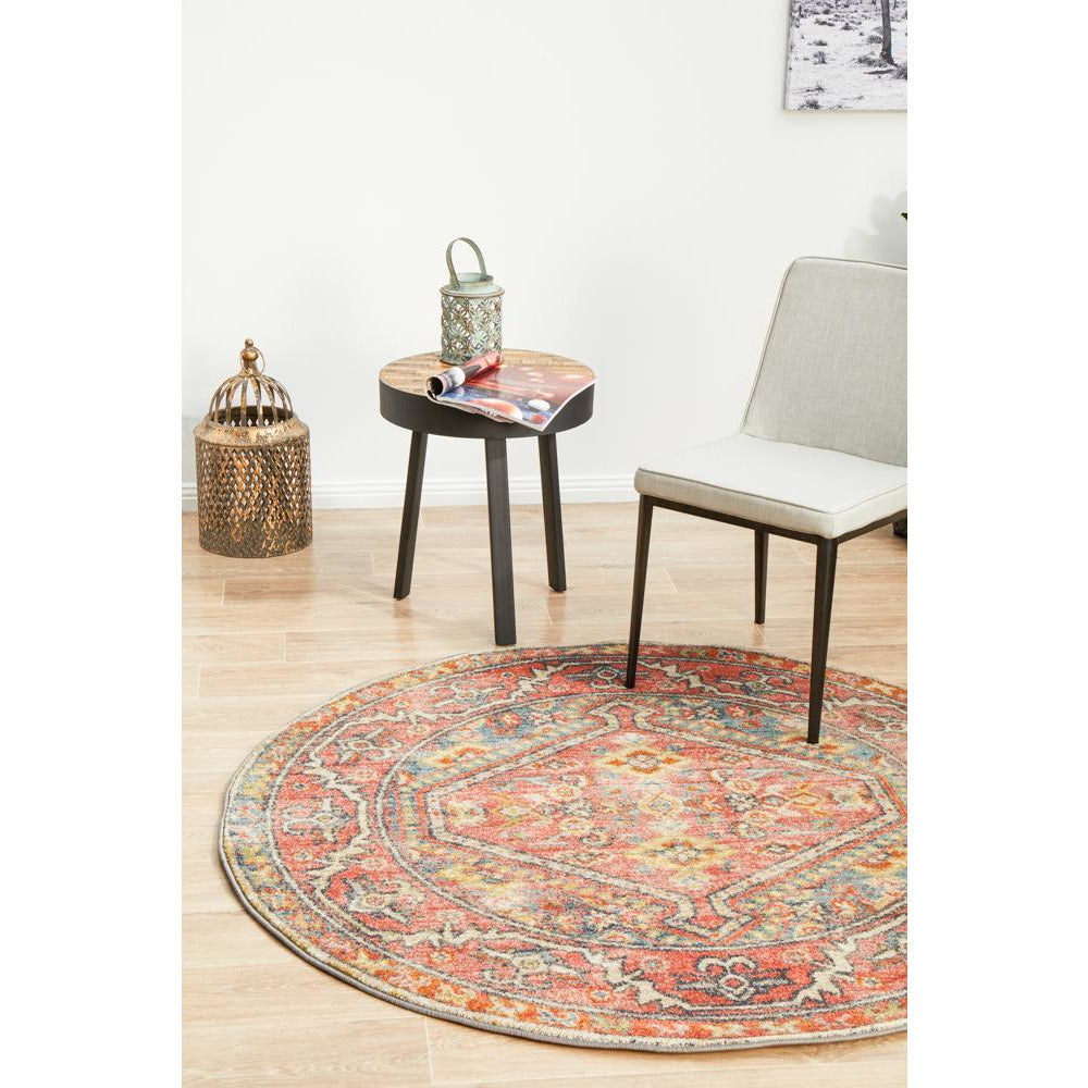 Tivoli 2779 Crimson Multi Colour Transitional Round Rug - Rugs Of Beauty - 2