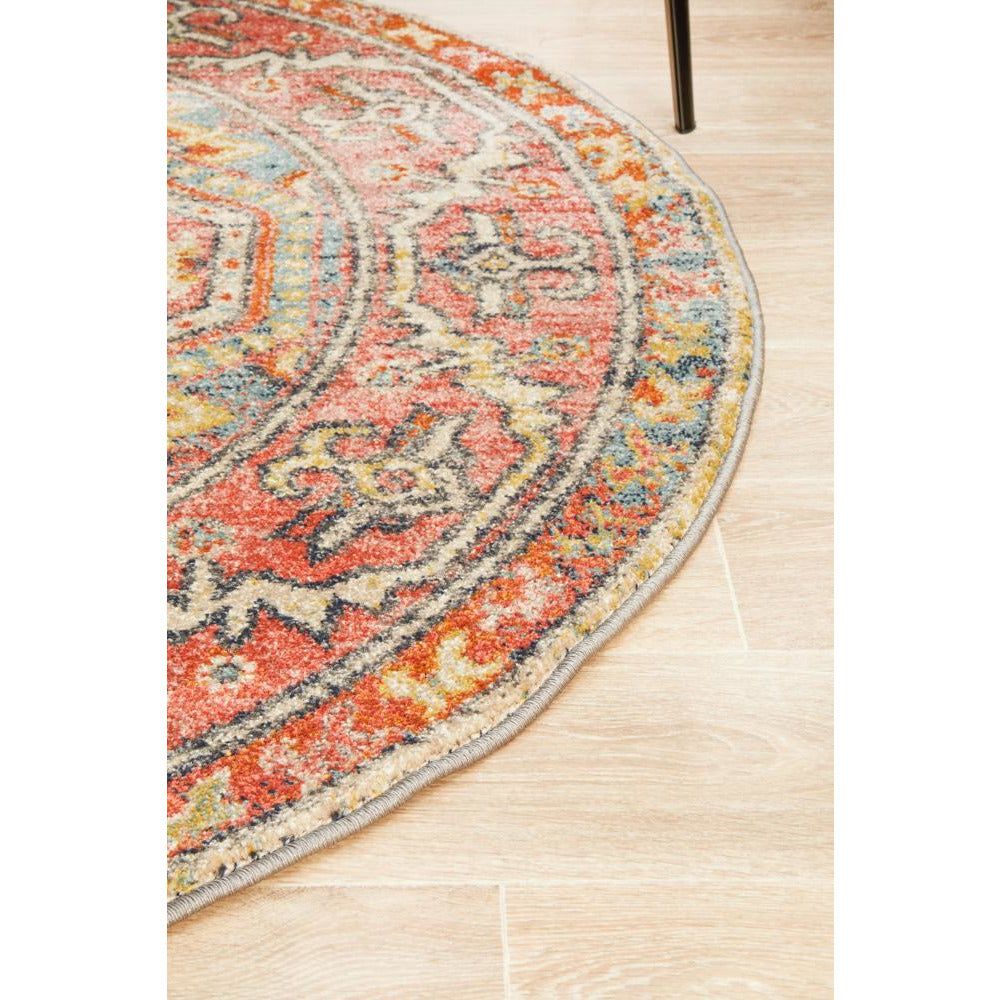 Tivoli 2779 Crimson Multi Colour Transitional Round Rug - Rugs Of Beauty - 7