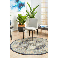 Tivoli 2780 Navy Blue Multi Colour Transitional Round Rug - Rugs Of Beauty - 3