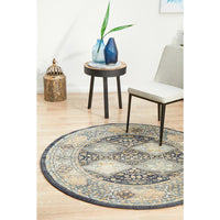 Tivoli 2780 Navy Blue Multi Colour Transitional Round Rug - Rugs Of Beauty - 2