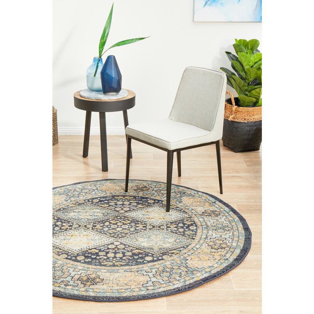 Tivoli 2780 Navy Blue Multi Colour Transitional Round Rug - Rugs Of Beauty - 4