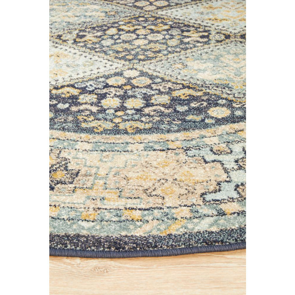 Tivoli 2780 Navy Blue Multi Colour Transitional Round Rug - Rugs Of Beauty - 6