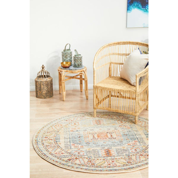 Tivoli 2782 Sky Blue Sand Multi Colour Transitional Round Rug - Rugs Of Beauty - 2