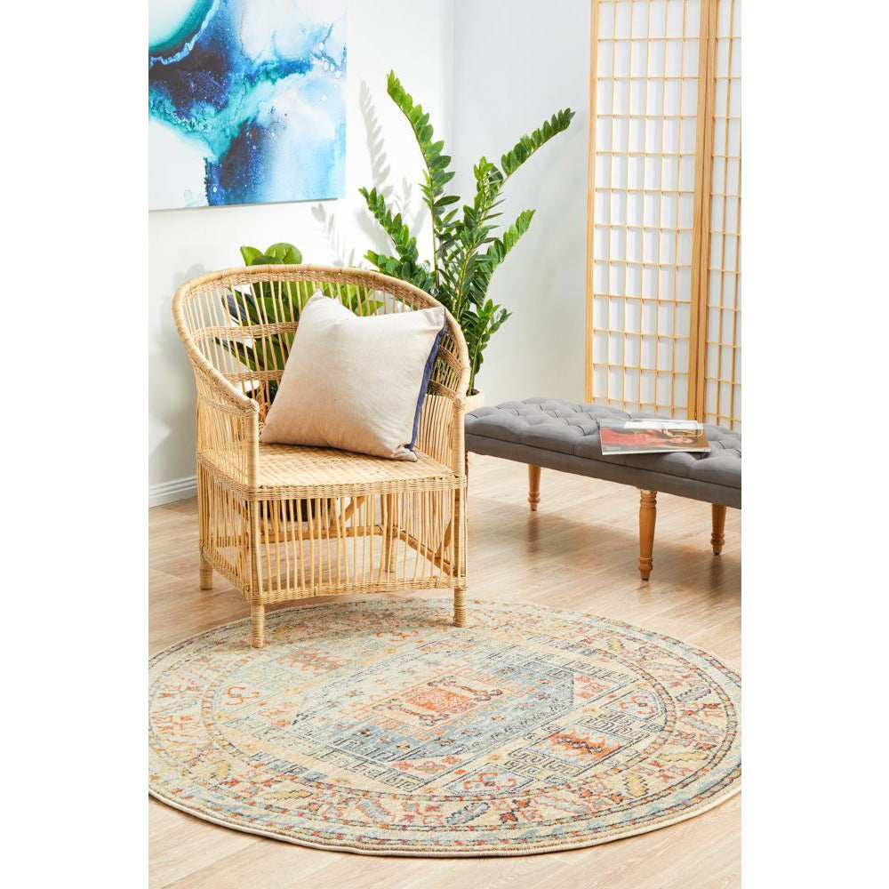 Tivoli 2782 Sky Blue Sand Multi Colour Transitional Round Rug - Rugs Of Beauty - 3