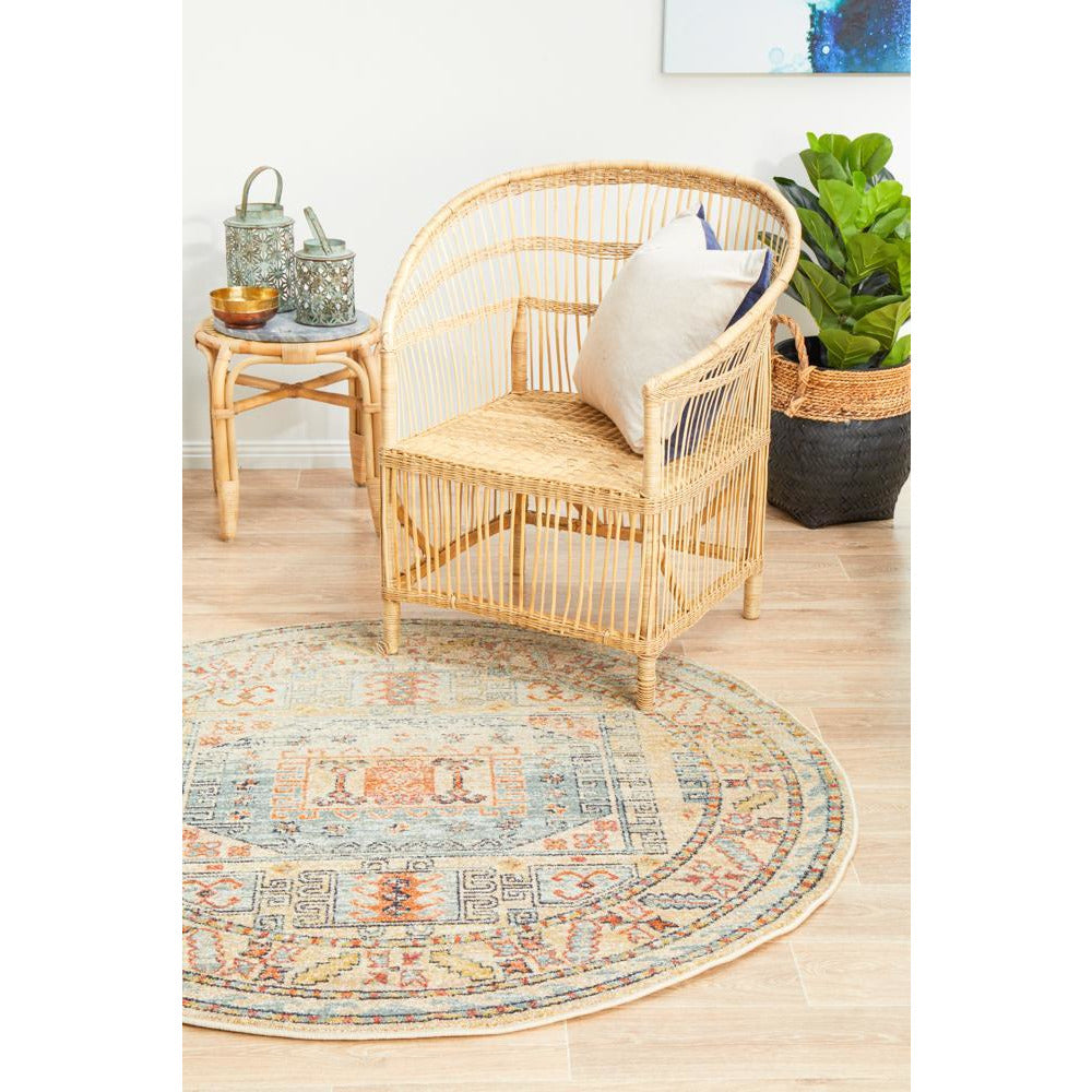 Tivoli 2782 Sky Blue Sand Multi Colour Transitional Round Rug - Rugs Of Beauty - 4