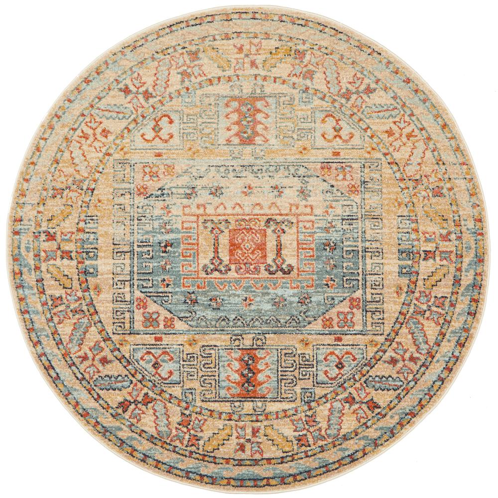 Tivoli 2782 Sky Blue Sand Multi Colour Transitional Round Rug - Rugs Of Beauty - 1