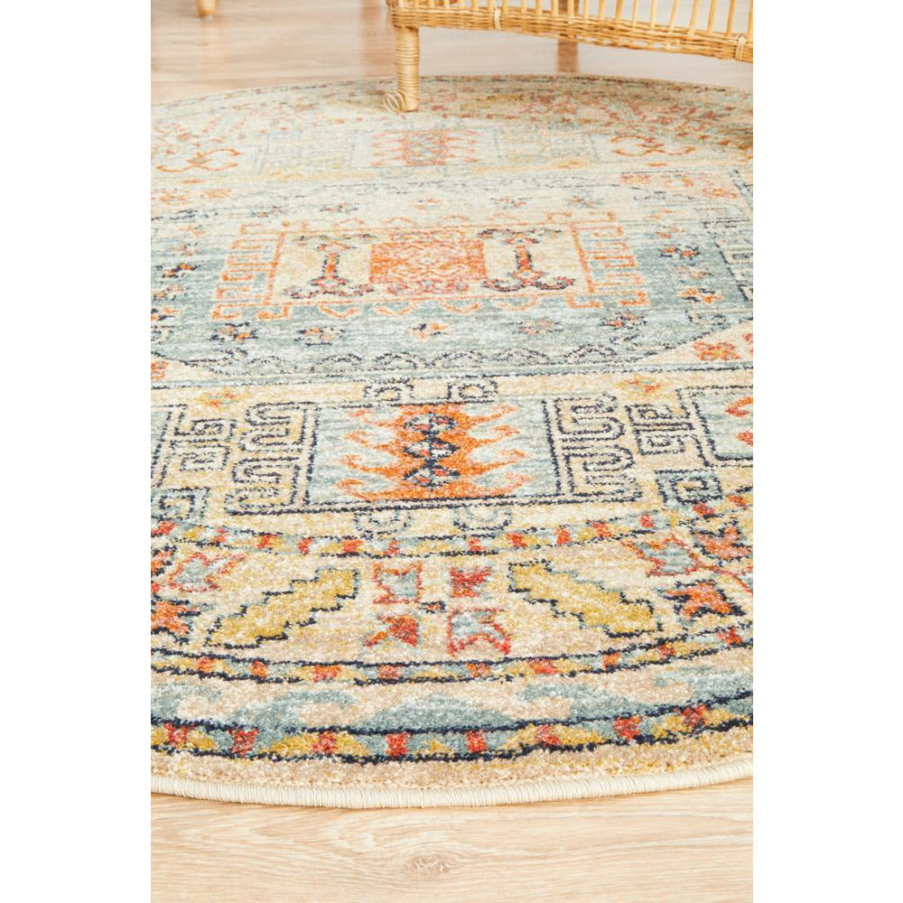 Tivoli 2782 Sky Blue Sand Multi Colour Transitional Round Rug - Rugs Of Beauty - 7