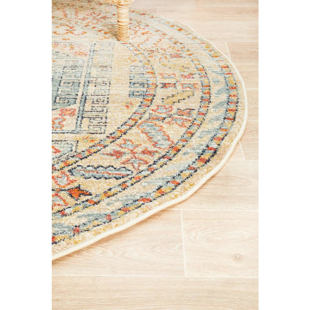Tivoli 2782 Sky Blue Sand Multi Colour Transitional Round Rug - Rugs Of Beauty - 8